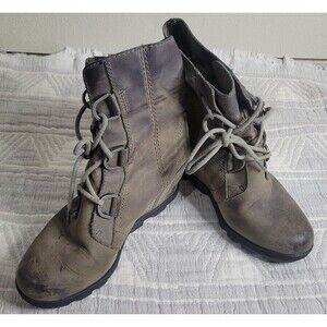 Sorel Joan of‎ Arctic Wedge II Bootie Women’s 7 Quarry Gray Leather Waterproof